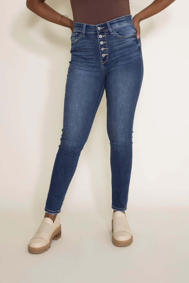 Judy Blue High Rise Button Fly Skinny Jeans for Women | Glik's