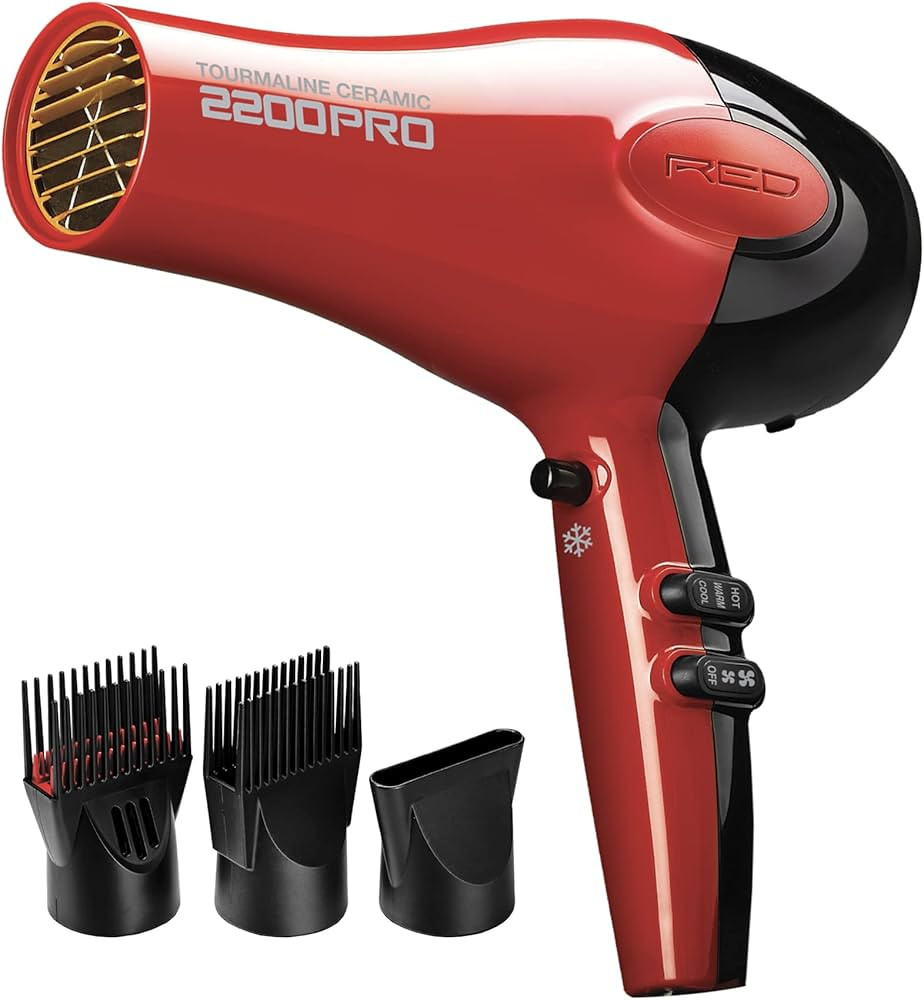 RED by Kiss Tourmaline Ceramic 2200W PRO - Professional Hair Dryer with Extra Combs, Frizz-Free H... | Amazon (US)