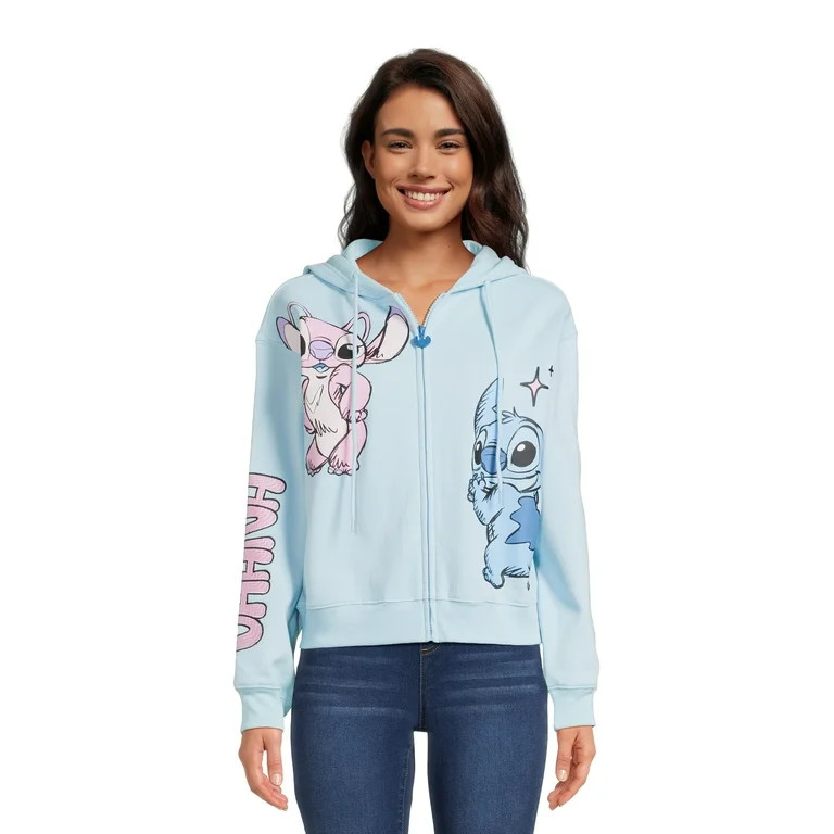 Disney Stitch and Angel Juniors’ Graphic Hoodie, Sizes XS-3XL | Walmart (US)
