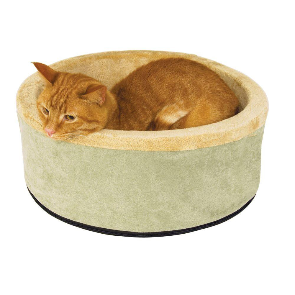 K&H Pet Products Thermo-Kitty Small Sage Heated Cat Bed | The Home Depot
