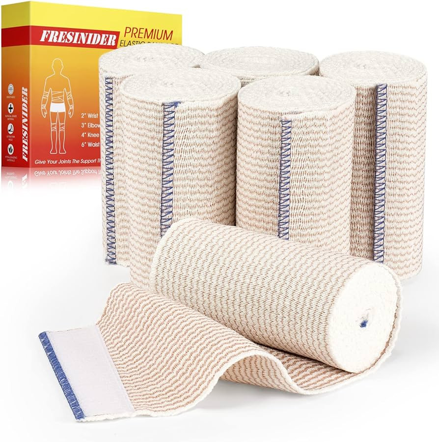 FRESINIDER Premium Elastic Bandage Wrap, 6 Pack 4" Cotton Latex Free Compression Bandage Wrap wit... | Amazon (US)