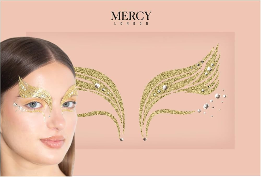 MERCY LONDON Gold Goddess Face Jewels Costume Accessories Face Gems Jewels All In One Headpiece S... | Amazon (US)