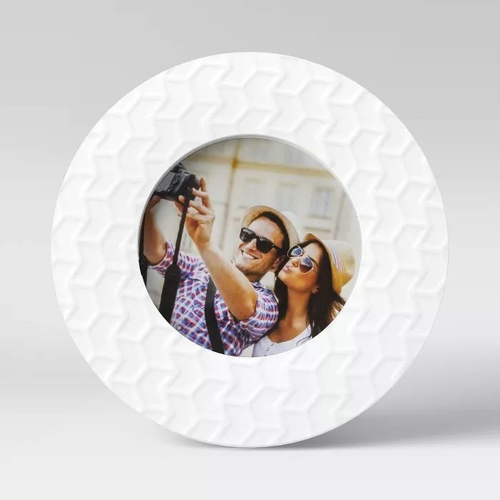 4" x 4" Round Textured Single Image Frame White - Room Essentials™ | Target