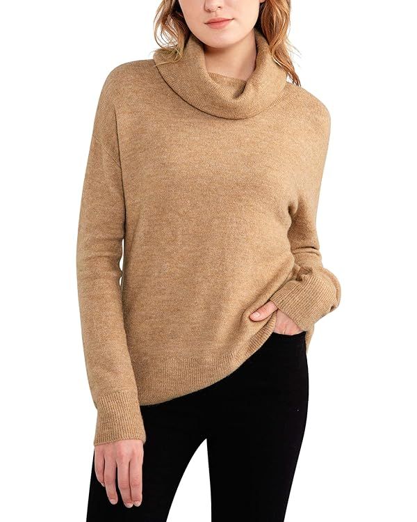 Womens Cowl Neck Sweater Lightweight Loose Pullover Tops Long Sleeve Roll Neck Ribbed Casual Knit... | Amazon (US)