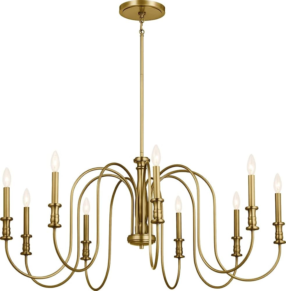 Kichler 52471NBR Karthe Chandelier, 9-Light 540 Total Watts, Natural Brass | Amazon (US)