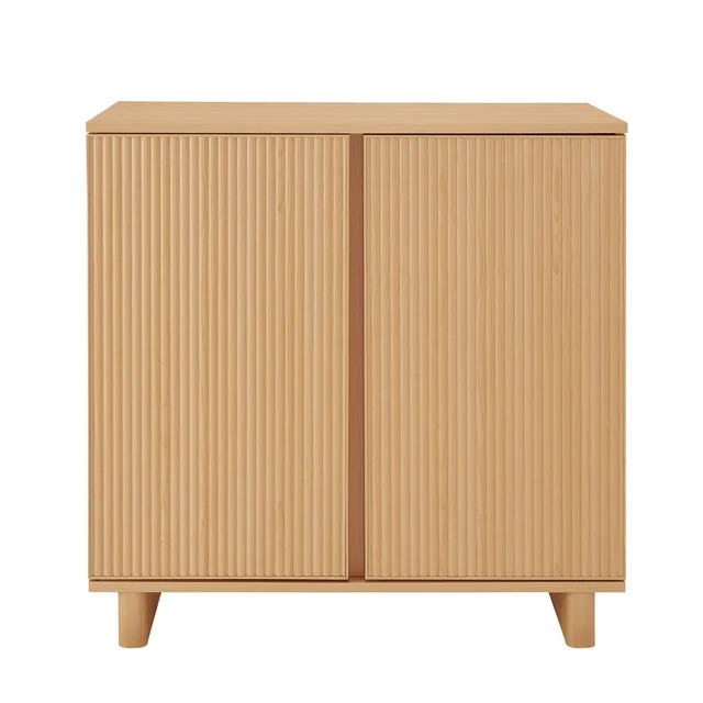 Better Homes & Gardens Lillian Fluted Bar Cabinet, Natural Pine Finish - Walmart.com | Walmart (US)