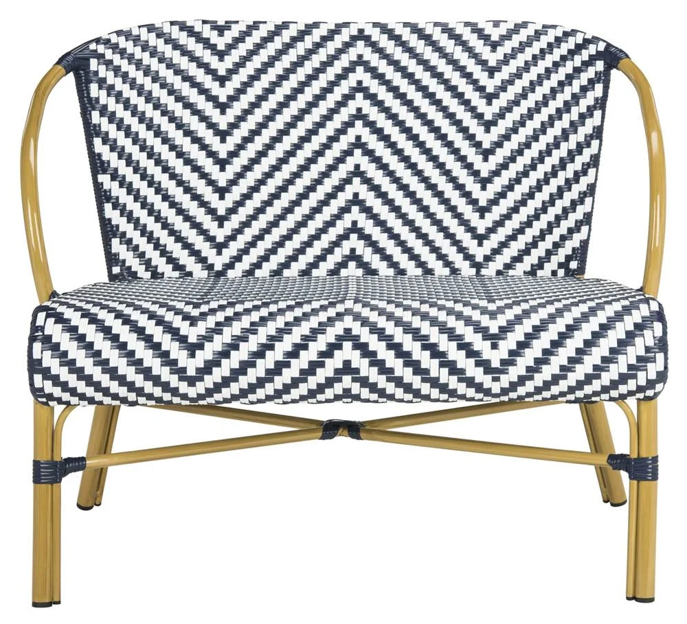 Safavieh Dandra Outdoor Modern Herringbone Rattan Settee | Walmart (US)