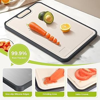 Titanium Cutting Board for Kitchen, Cutting Board Double Sided Food Grade, Pure Titanium/PP, Easy... | Amazon (US)