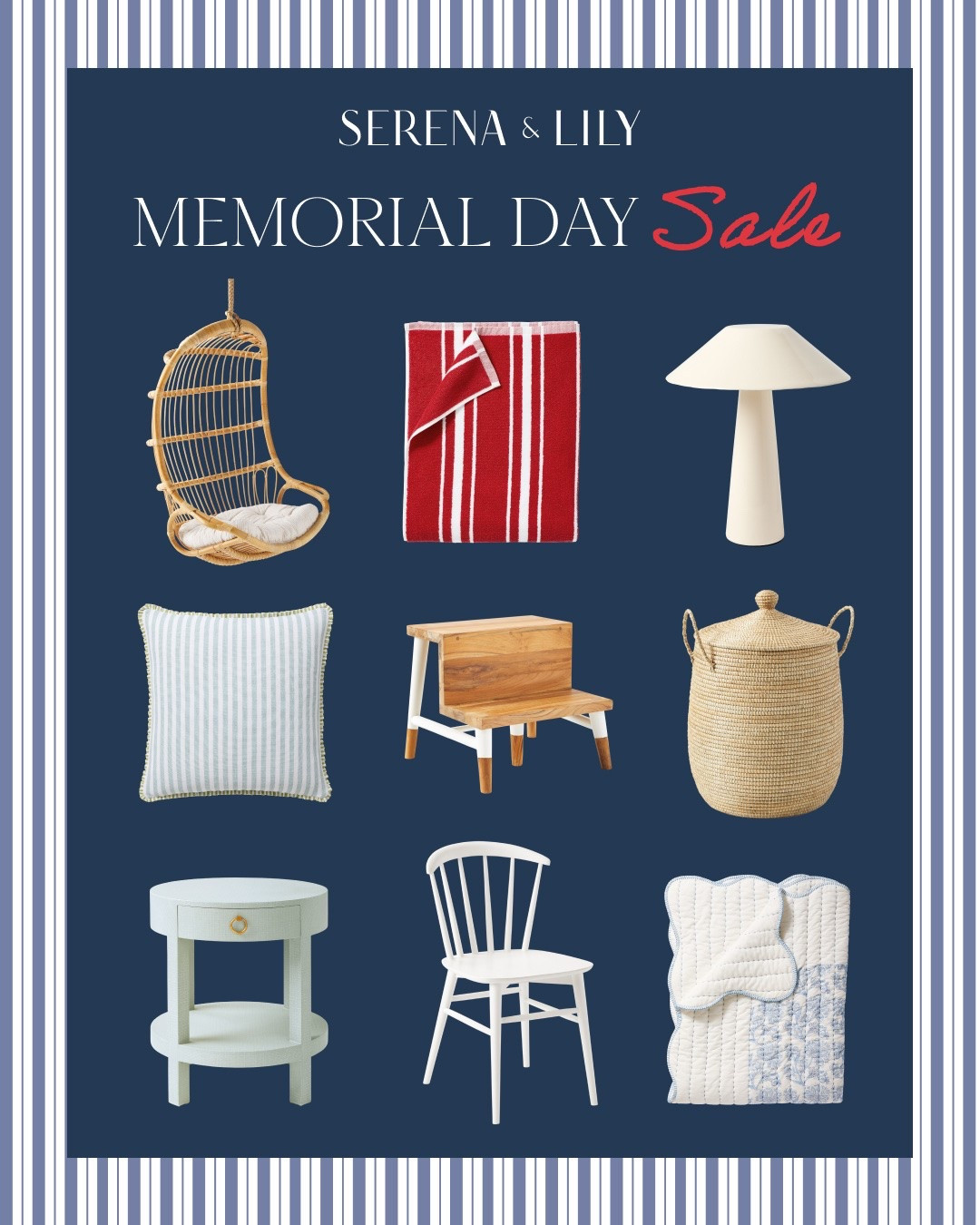 The Serena & Lily Memorial Day sale is here, with summer’s deepest price dips on beautiful outdoor furniture, rugs, counter stools, coffee tables, bedding, lighting, coastal home decor and more! 💙

#LTKHome #LTKSaleAlert #LTKSeasonal