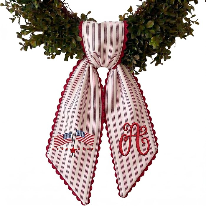 Custom Monogram Patriotic Wreath Sash, American 250th Anniversary Front Door Decor, Personalized ... | Amazon (US)