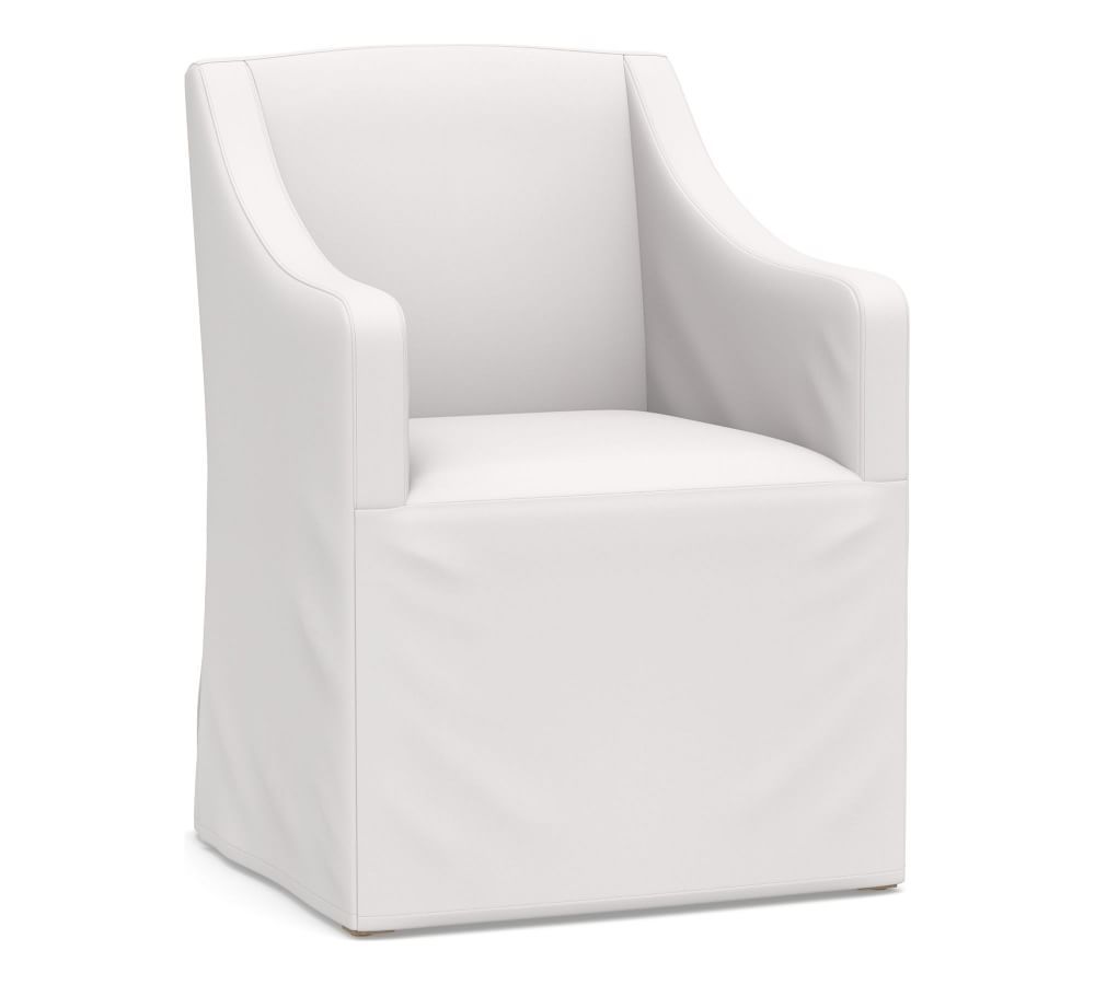Classic Slipcovered Slope Armchair with Gray Wash Frame, Twill White | Pottery Barn (US)