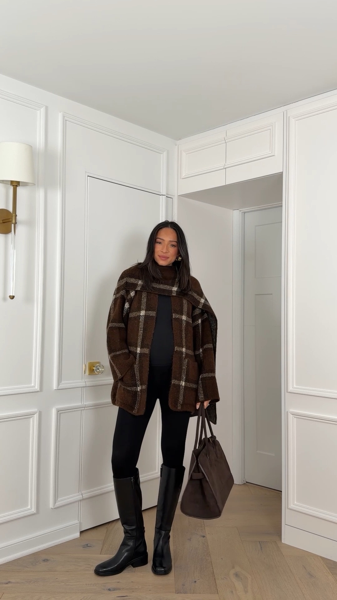 Thanksgiving outfit! Comfy casual but chic 🤎 size S-M cardigan, S maternity leggings, XS top, boots fit TTS but I always size up 1/2 for thick socks! 

#LTKStyleTip #LTKFindsUnder100 #LTKHoliday