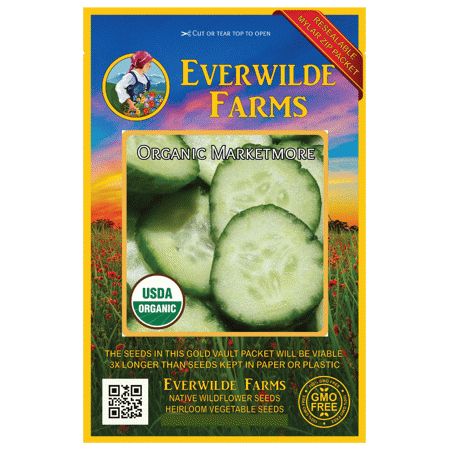Everwilde Farms - 50 Organic Marketmore Cucumber Seeds - Gold Vault Jumbo Bulk Seed Packet | Walmart (US)