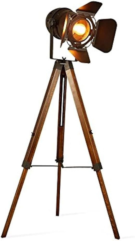 Decoluce Vintage Tripod Floor Lamp,Nautical Teatre Retro Spotlight,Industrial Decor Wooden Light ... | Amazon (US)