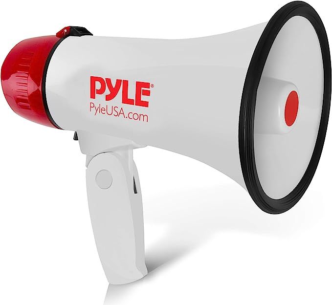 Pyle Megaphone Speaker PA Bullhorn - 20 Watts & Adjustable Vol Control w/ Built-in Siren & 800 Ya... | Amazon (US)