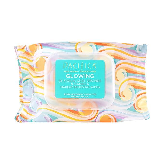 Pacifica Beauty Glowing Glycolic Acid, Orange, Vanilla Makeup Removing Wipes, Skincare, AHA, Aloe... | Amazon (US)