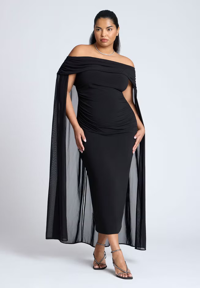 Off The Shoulder Cape Gown | Eloquii
