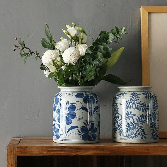 Blue and White Hand Painted Porcelain Vase Handmade Flower | Etsy | Etsy (US)