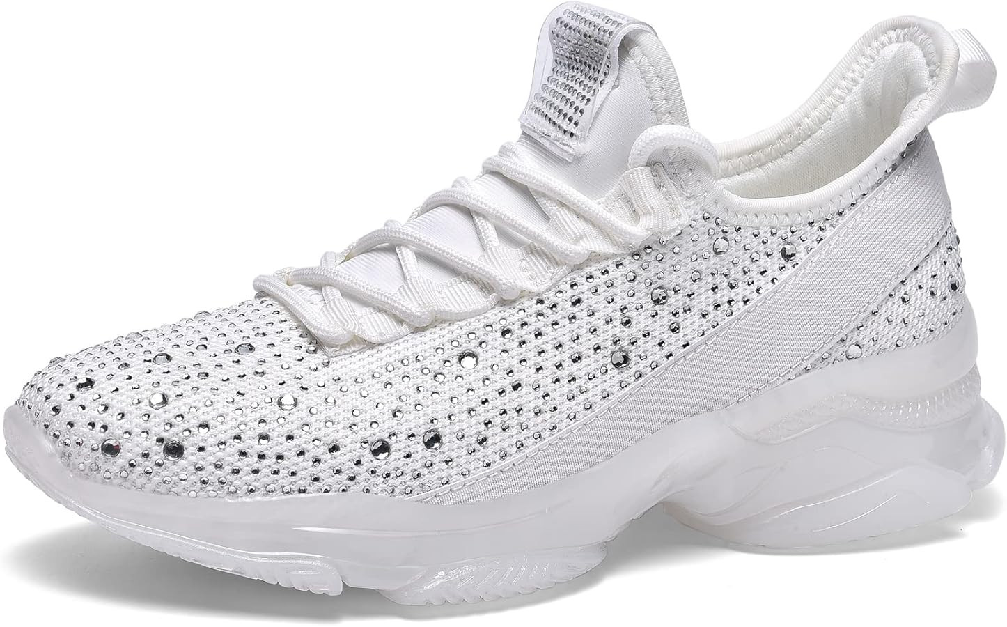 BELOS Women's Rhinestone Mesh Slip On Walking Shoes Fashion Breathable Spakle Glitter Sneaker | Amazon (US)