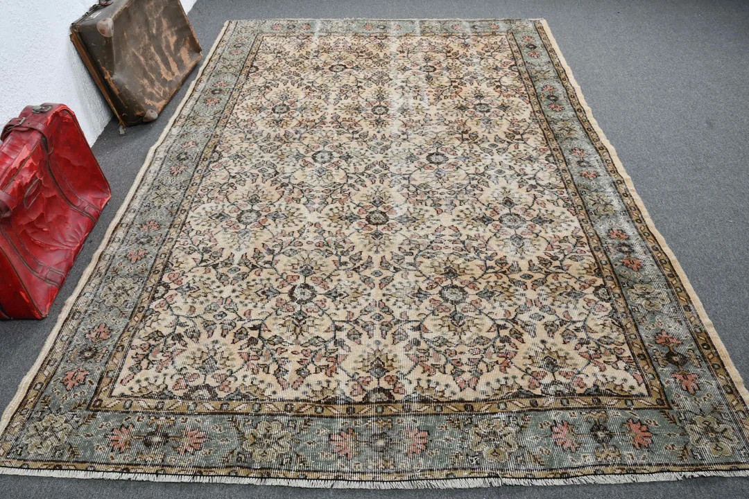 Vintage Rug 6.4x9.1 Ft Large Rug Turkish Rug Anatolian Rug - Etsy | Etsy (US)