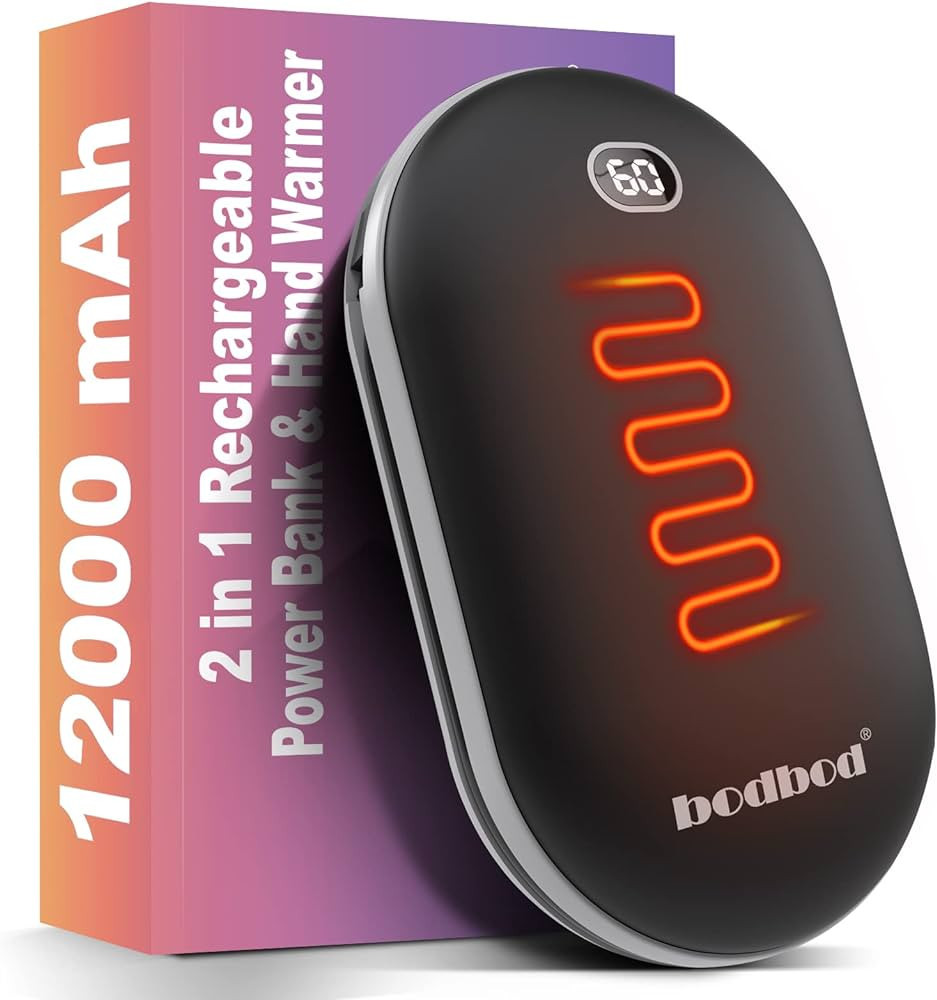 12000mAh Hand Warmers rechargeable & Power Bank 2in1 Battery with charge cable USB Electric Hand ... | Amazon (US)