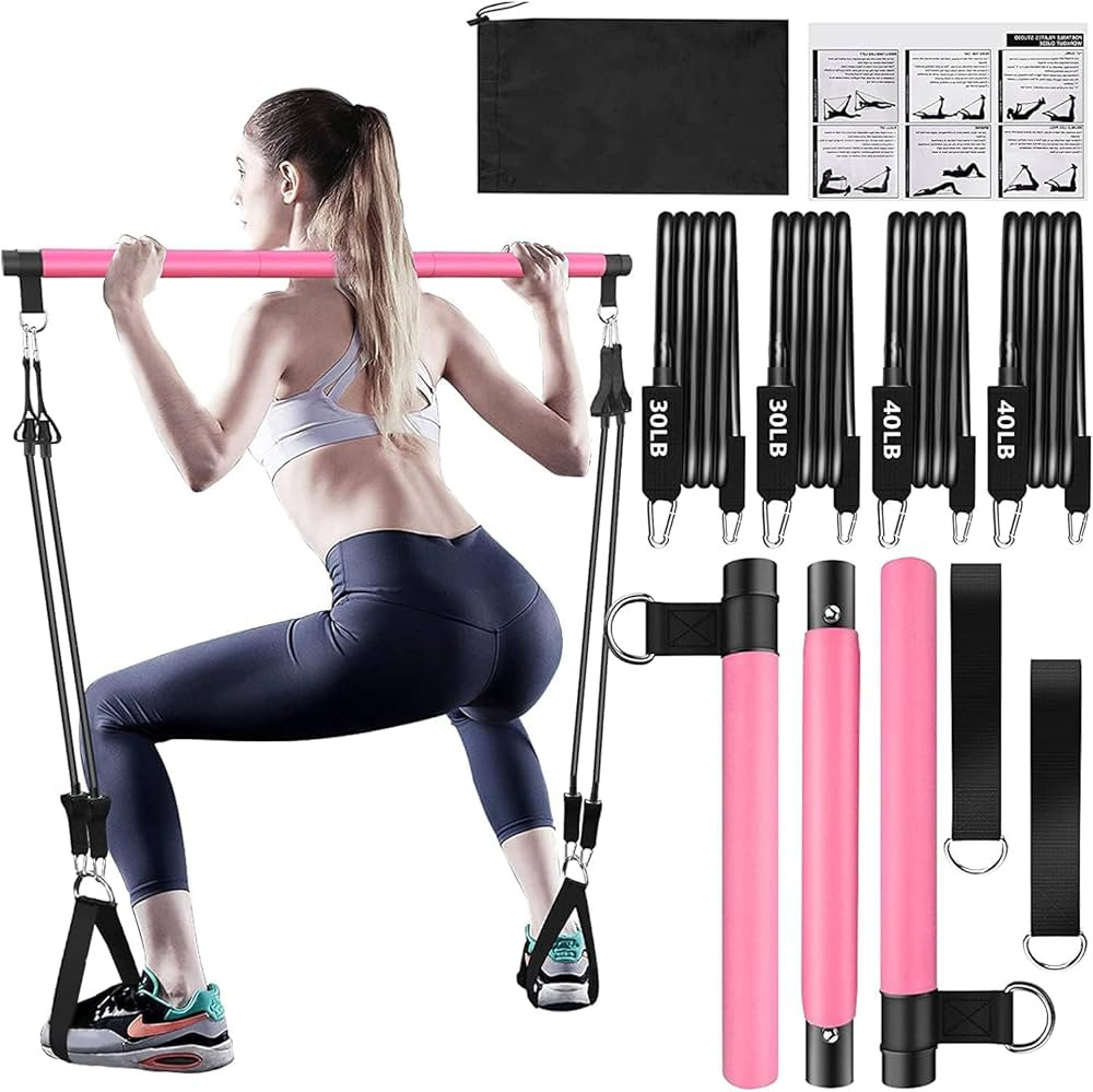 Pilates Bar Kit with Resistance Bands,Pilates Bar with Stackable Bands Workout Equipment for Legs... | Amazon (US)