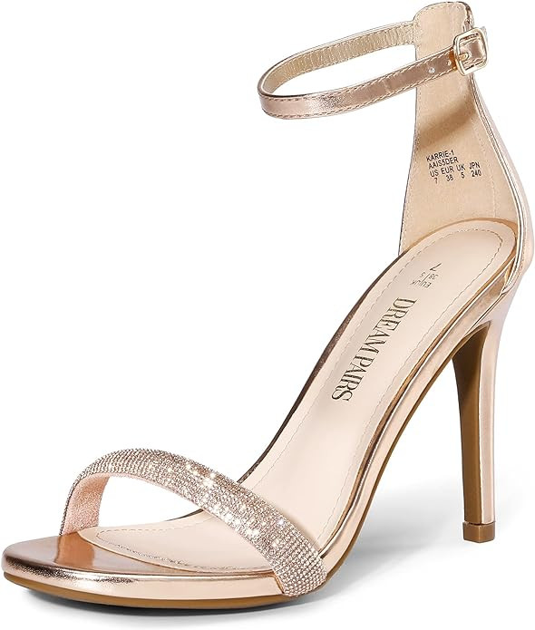 DREAM PAIRS Women's High Heels Flower Ankle Strap Stilettos Round Open Toe Dressy Sexy Sandals | Amazon (US)