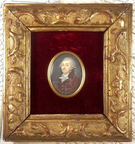 Antique 18th Century Portrait Miniature, Dignified Man in Wood & Applique Frame  | eBay | eBay US