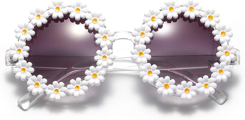 Dollger Retro Daisy Sunglasses for Women Flower Round Fashion Disco Festival Sunglasses | Amazon (US)