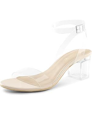 DREAM PAIRS Women's Open Toe Ankle Strap Low Block Chunky Heels Sandals Party Dress Pumps Shoes | Amazon (US)