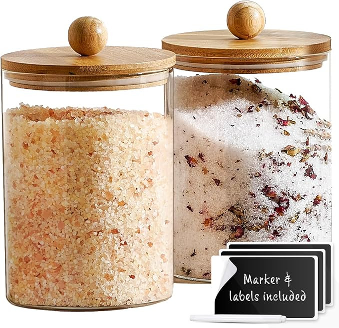 Le'raze 1 Gallon Glass Canister Set for Kitchen Counter with Airtight Bamboo Lids + Marker & Labe... | Amazon (US)
