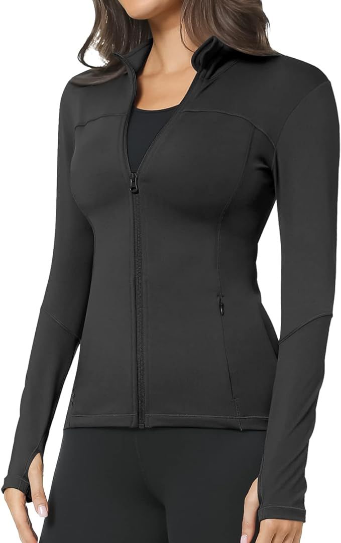 GYM RAINBOW Workout Jackets for Women, Full Zip Slim Fit Lightweight Athletic Running Sports Trac... | Amazon (US)