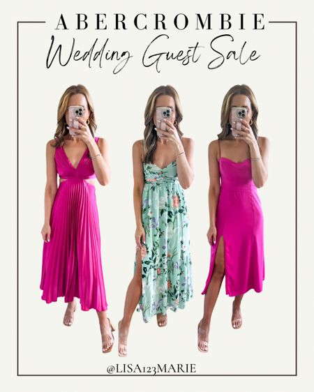Abercrombie wedding guest dresses on sale. Easter dress. Resort wear. Spring wedding guest. Rehearsal dinner dress. Vacation outfits. Welcome party dress. Cocktail dress. Pink midi dress. Floral maxi dress.

#1: Wearing XXSP and TTS but consider sizing up if you have a larger bust. 

#2 I sized up to XSP because the bust runs a little small. Love the crinkle fabric!

#3: Wearing XXSP and TTS - straps are adjustable.

#LTKbaby #LTKtravel #LTKwedding