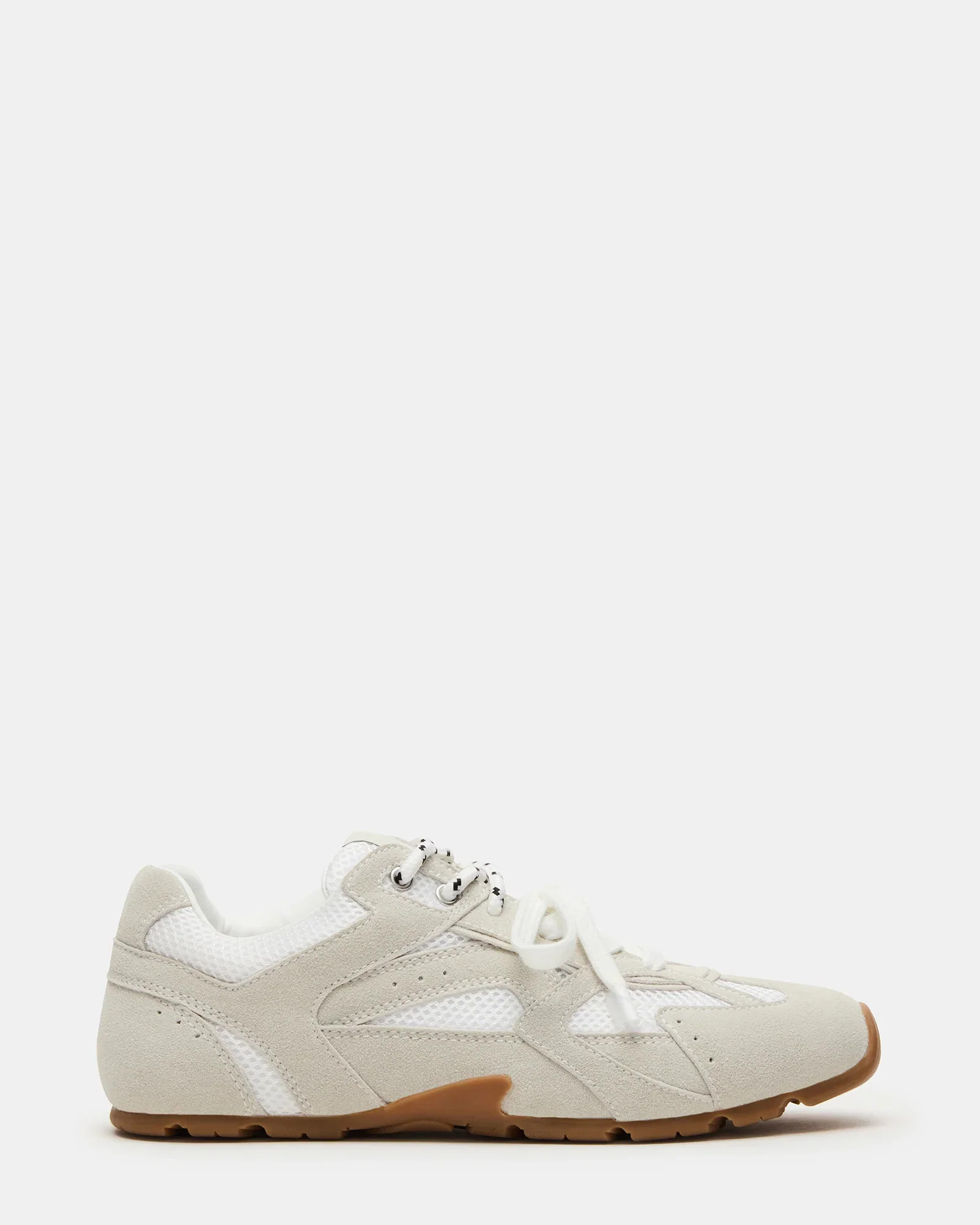 AZIEL White Suede Low-Top Lace-Up Sneakers | Women's Designer Sneakers | Steve Madden (Canada)