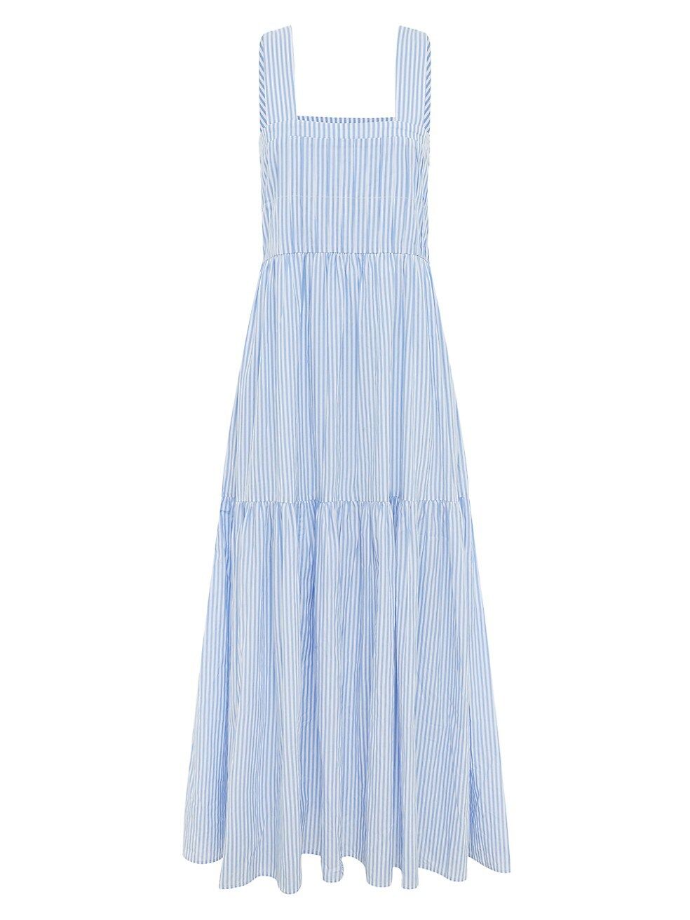 BIRD & KNOLL Penelope Striped Cotton Voile Tiered Maxi | Saks Fifth Avenue