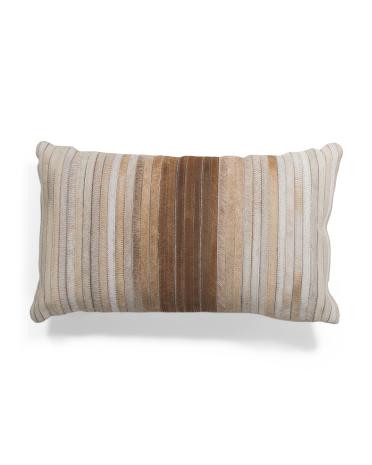 Made In India Leather 12x20 Hair On Hide Patched Lumbar Pillow | Throw Pillows | TJ Maxx | TJ Maxx