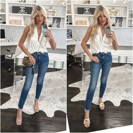 4th of July Outfit Inspo ✨️✨️✨️ a slimming pair of jeans, white sleeveless top and a bold red lip! Would you choose heels or flats?   I’m wearing a size 24 in the jeans and a size small in the shirt. #liketkit #4thofjulyoutfit #summeroutfit #summershoes

#LTKSeasonal #LTKStyleTip #LTKShoeCrush