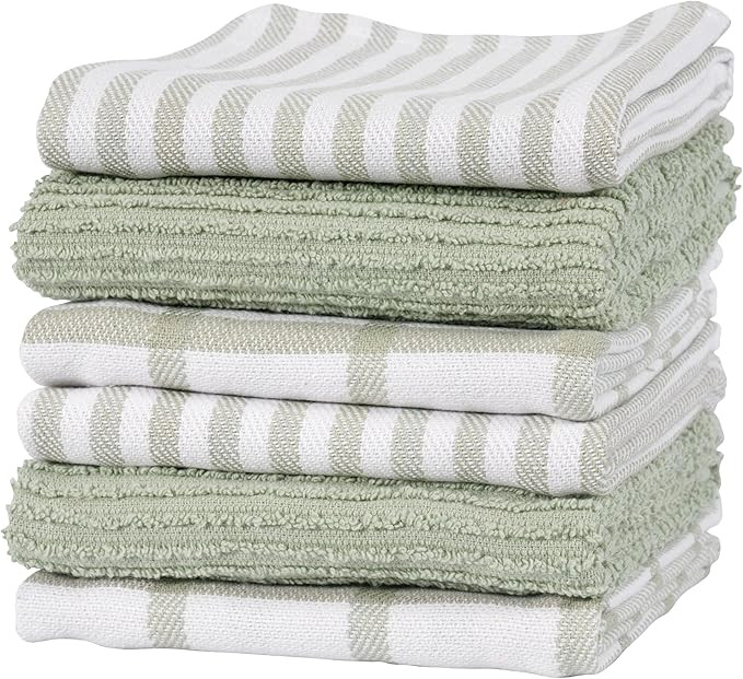 KAF Home Premium Kitchen Towels (18" x 28", 6 Pack), Large 100% Cotton, Flat & Terry Absorbent Di... | Amazon (US)