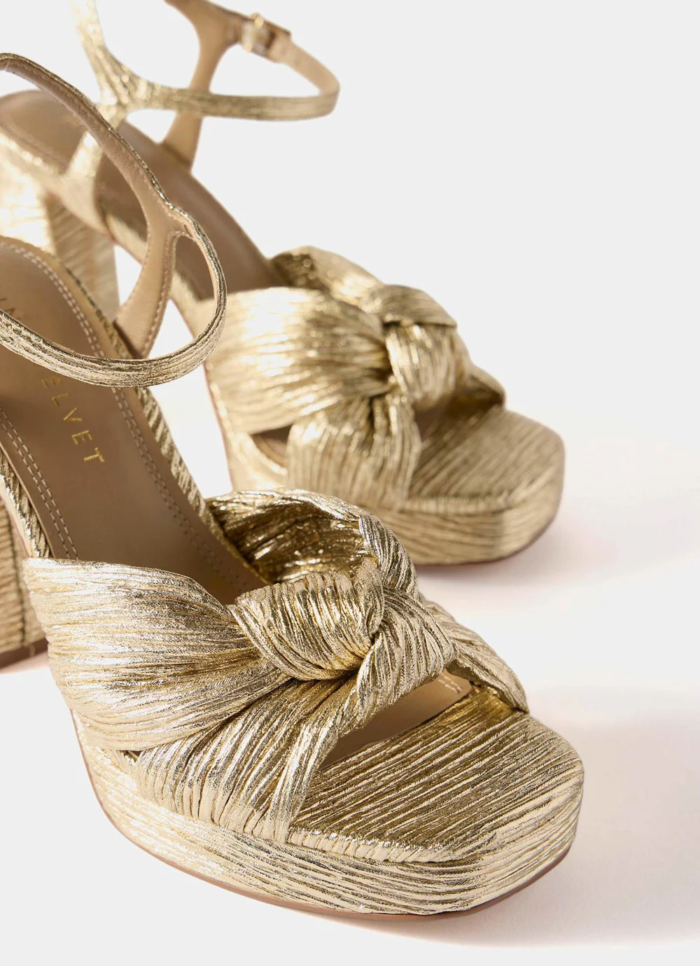 Amy Gold Textured Platform High Heels | Mint Velvet