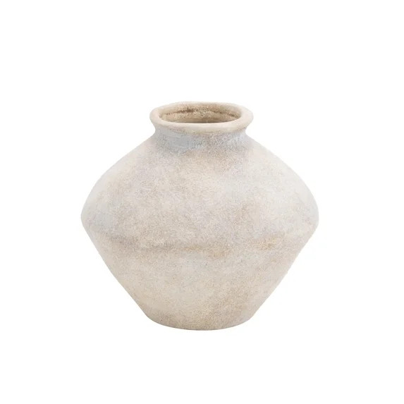 DecMode 7" Antique Style Washed Cream Ceramic Vase | Walmart (US)