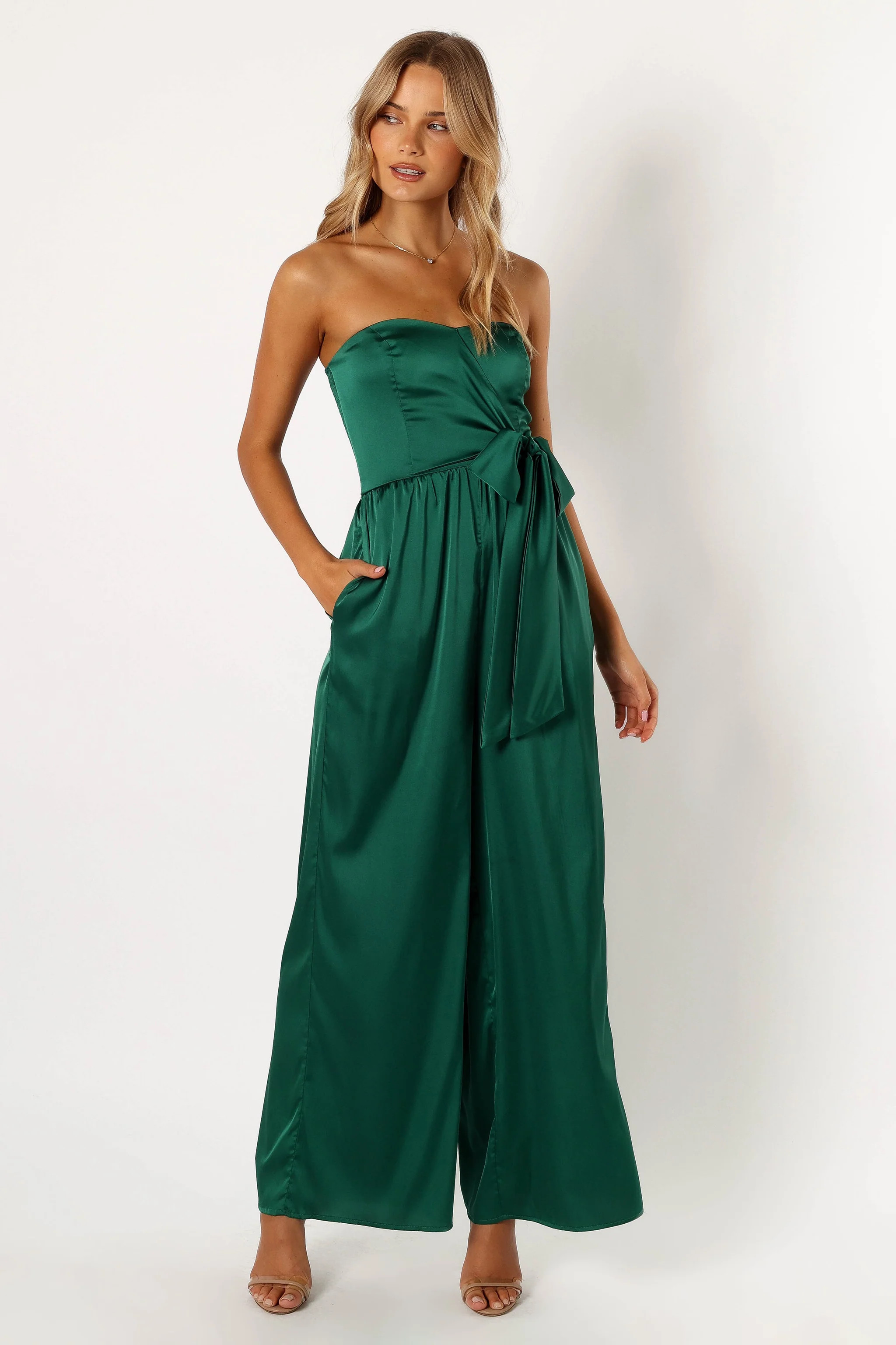 Tanya Strapless Jumpsuit - Emerald | Petal & Pup (US)