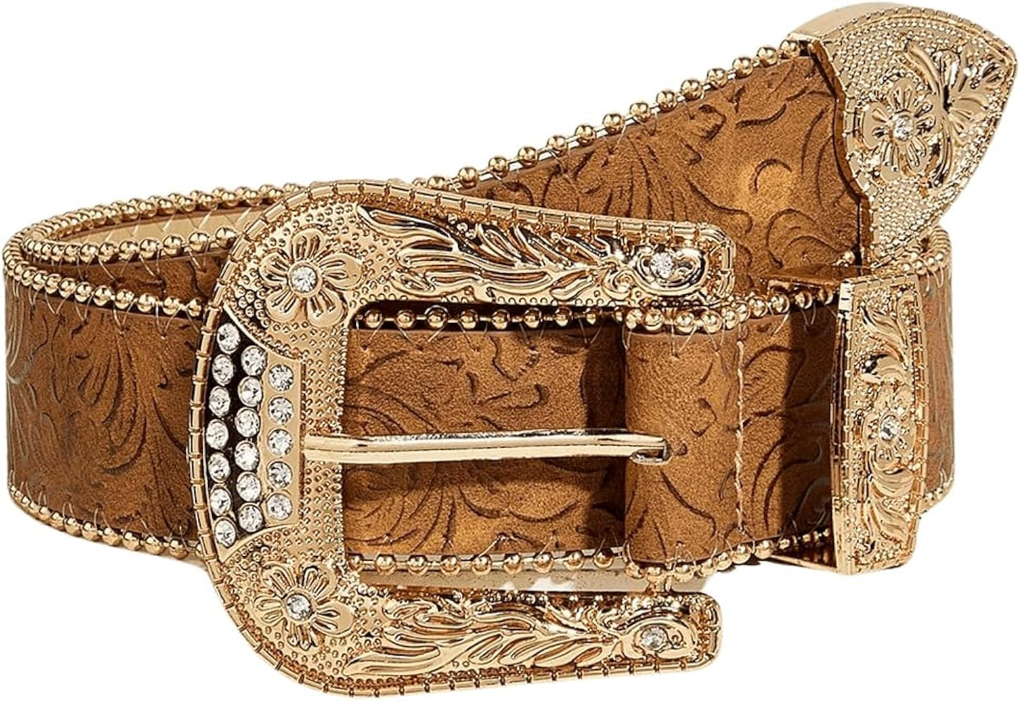 Floerns Women's Carved Pattern Leopard Print PU Leather Wide Buckle Belt | Amazon (US)