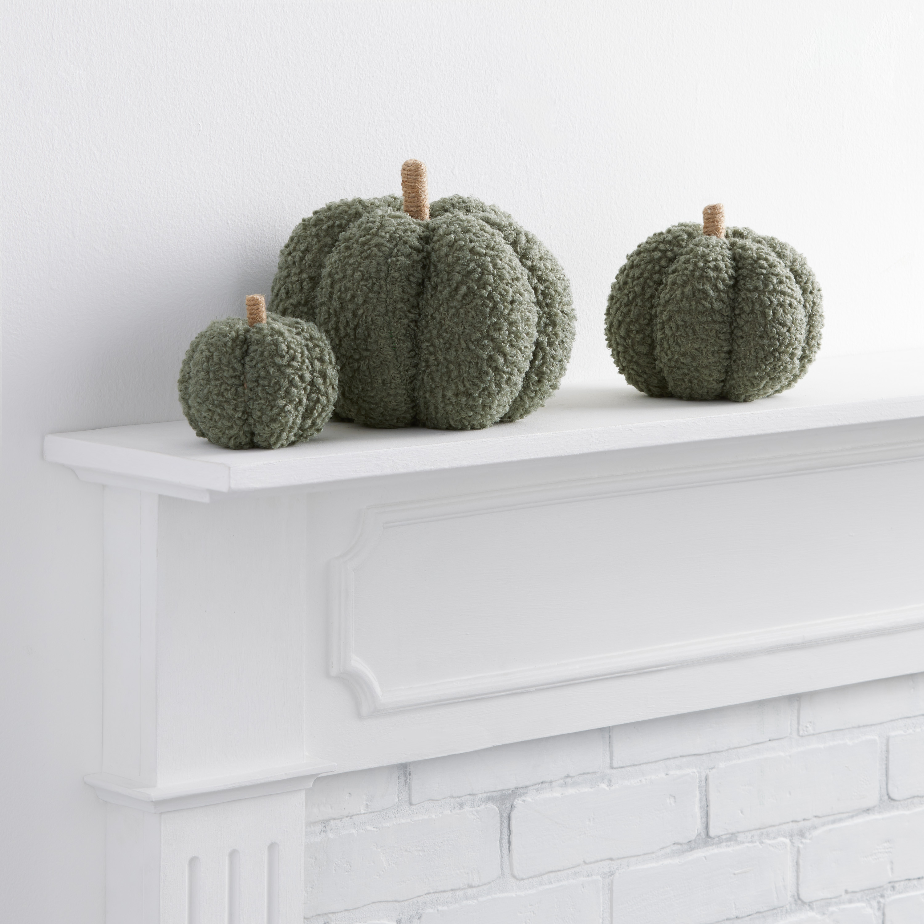 Green Boucle Fabric Pumpkin Decor | World Market