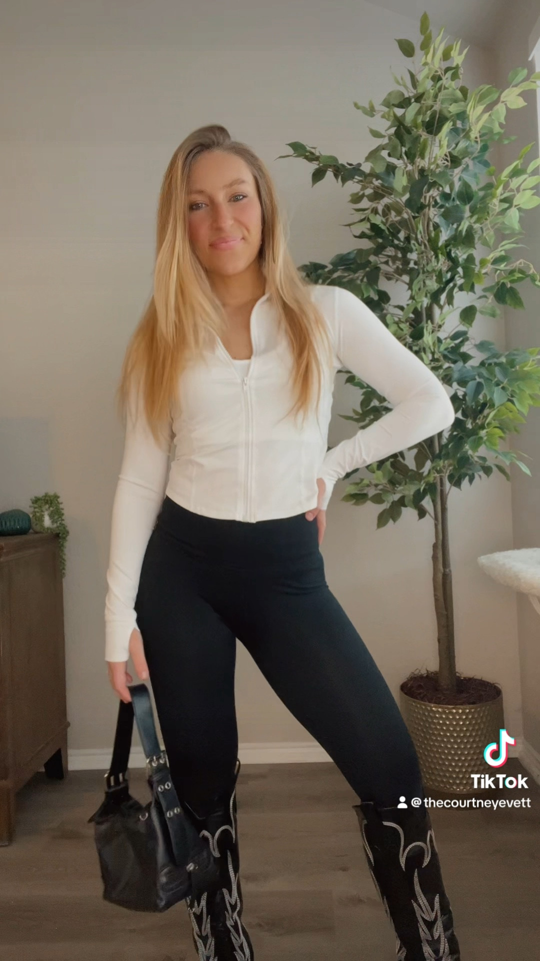 OOTD - athletic wear - leggings - athletic zip up jacket - cowboy boots - outfit ideas - casual outfit - elevated casual 

#LTKShoeCrush #LTKStyleTip #LTKFitness