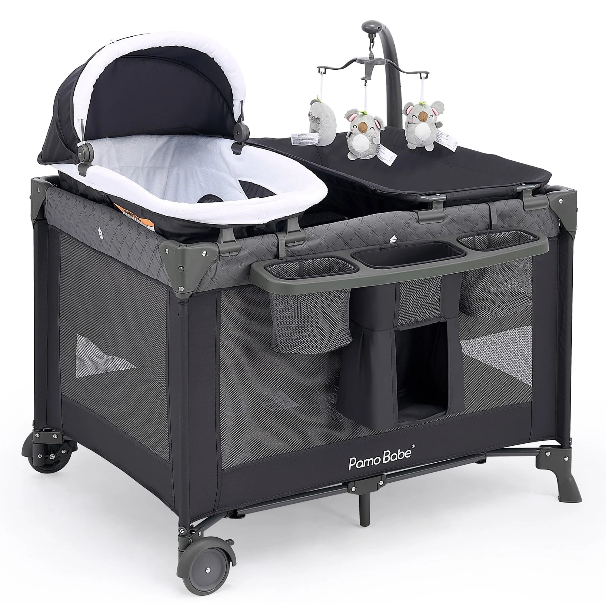 Pamo Babe Unisex Nursery Center Playard with Bassinet & Changing Table for Newborn,Grey | Walmart (US)