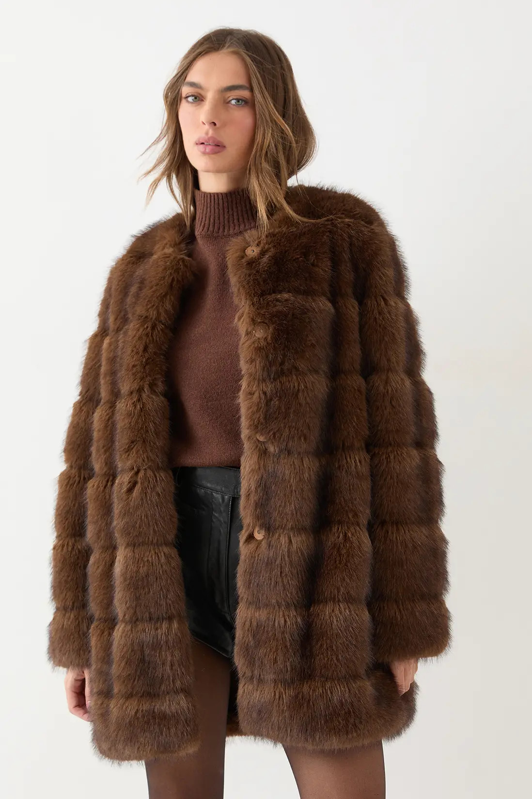 Panelled Faux Fur Coat | Nasty Gal US