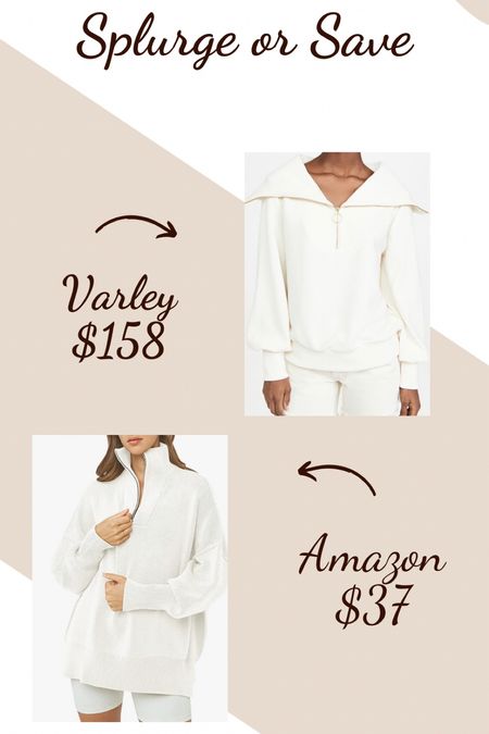 Splurge vs save 
Varley 
Amazon 
Sweater 


#LTKunder50 #LTKsalealert #LTKstyletip