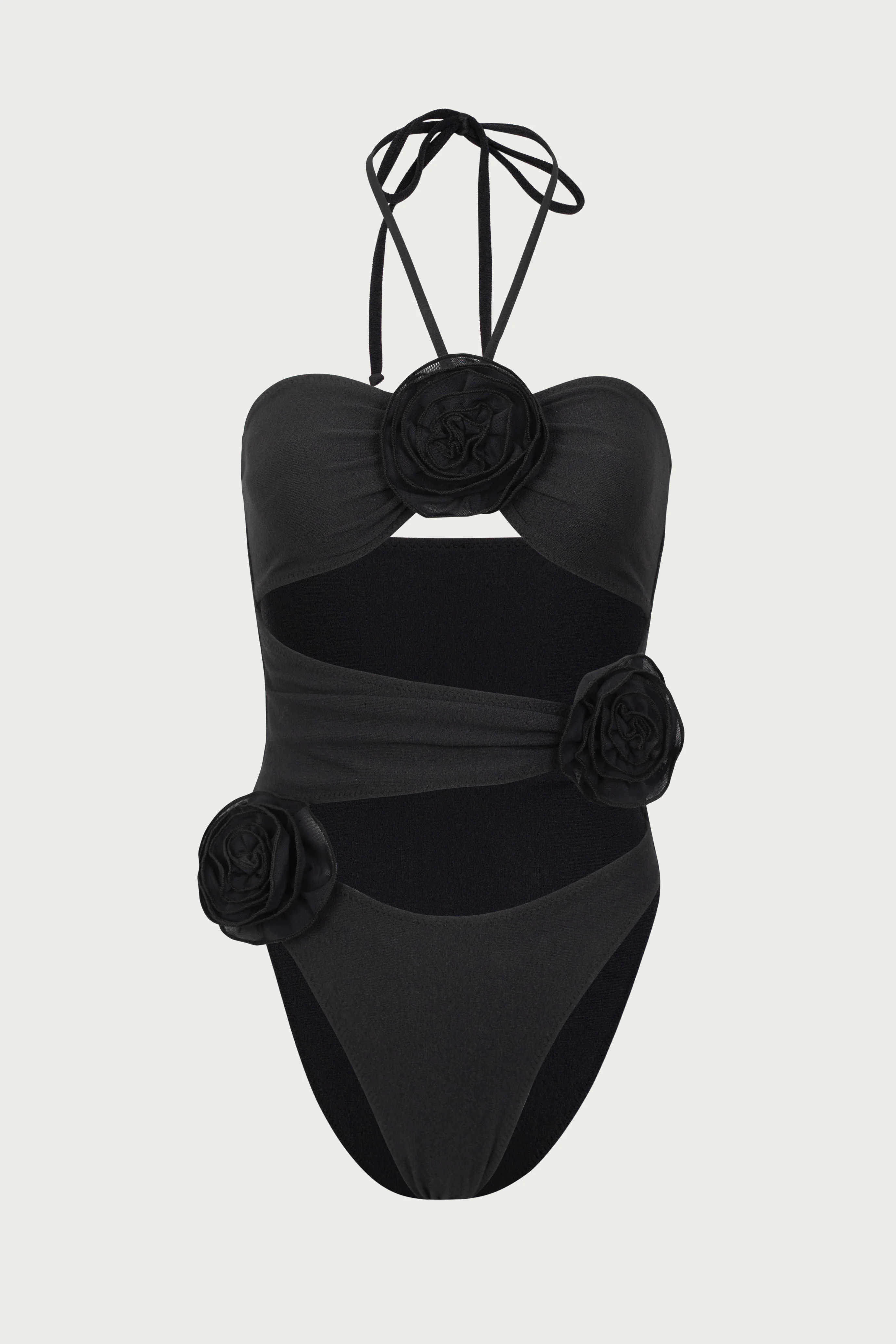 Rose Cut Out One Piece (Faux Suede Black/Black) | SAME
