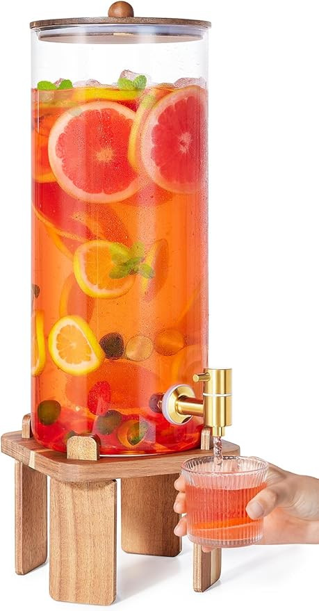 2 Gallon Large Drink Dispenser for Parties,Glass Beverage Dispenser with Stand,Water Drink Dispen... | Amazon (US)