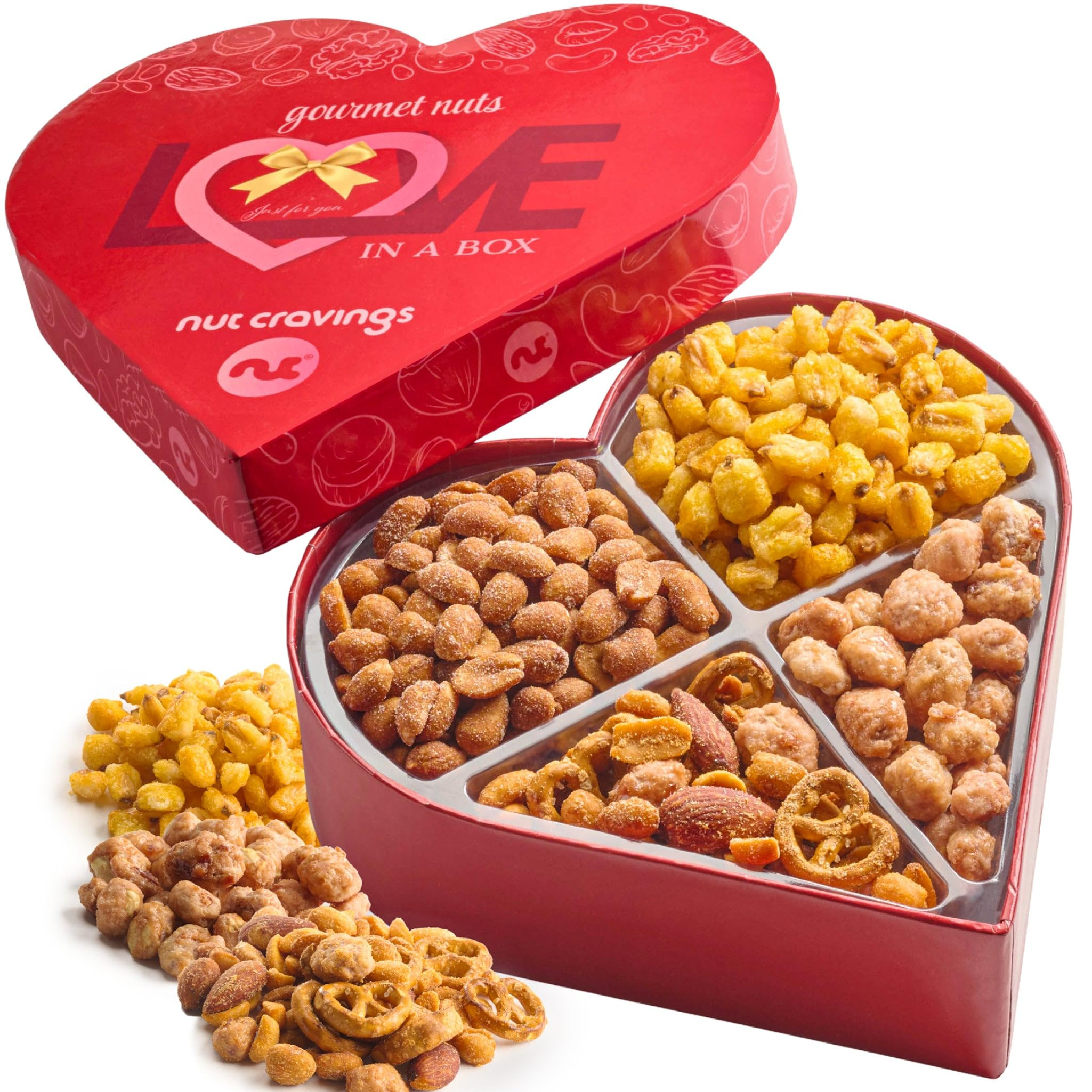 NUT CRAVINGS - Valentines Day Mixed Nuts Heart Shaped Gift Basket, Love in A Box (4 Assortments) ... | Amazon (US)